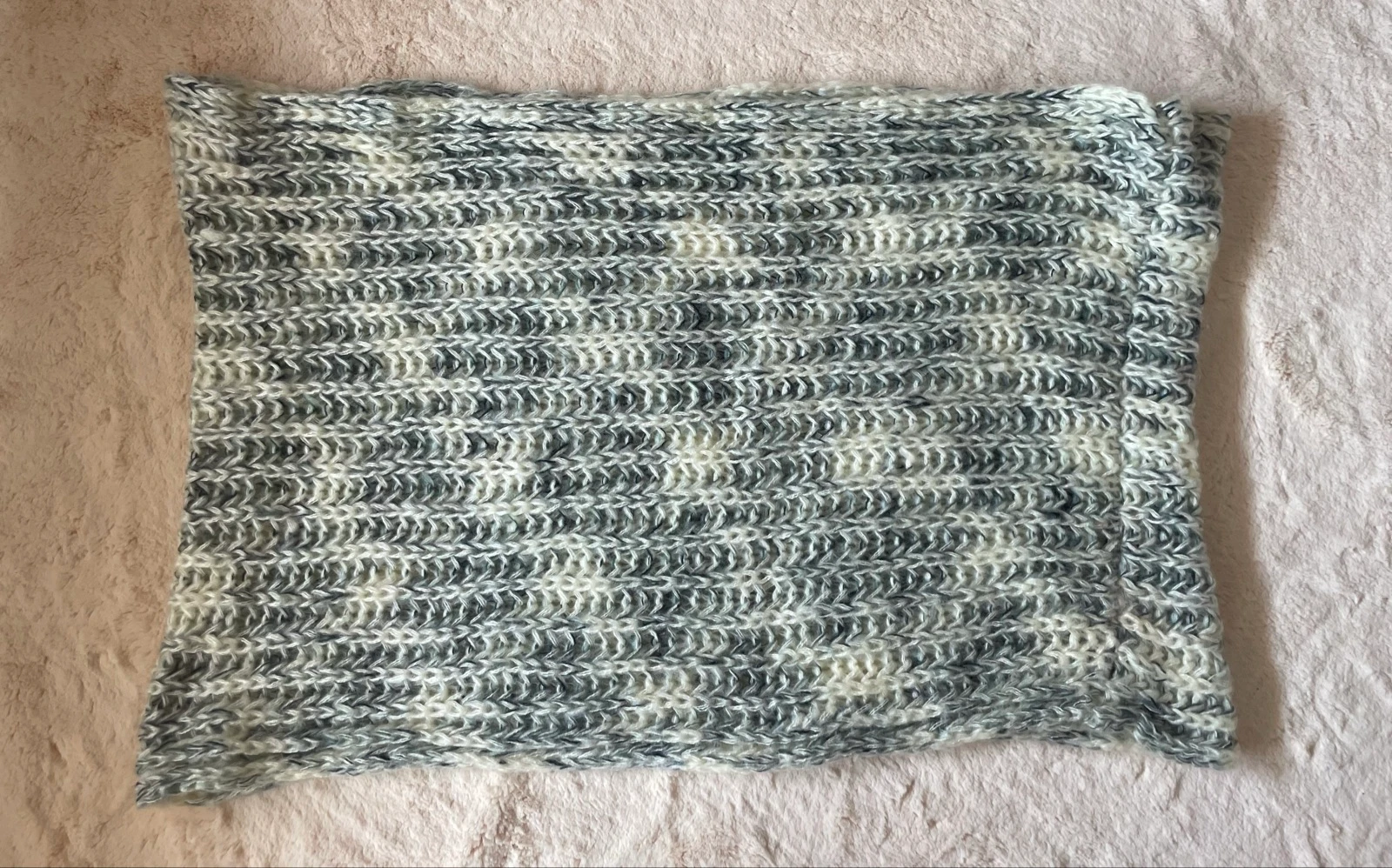 Col/braguette en tricot jaspe – Gris et blanc – photo 2